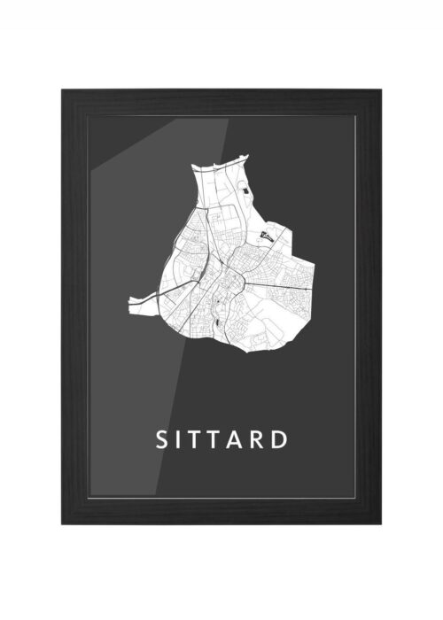sittard stadskaart poster ingelijst in zwarte lijst