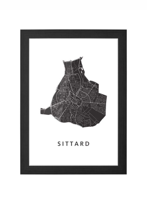 sittard stadskaart poster ingelijst in zwarte lijst