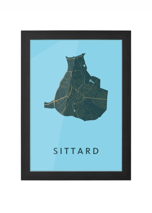 sittard stadskaart poster ingelijst in zwarte lijst