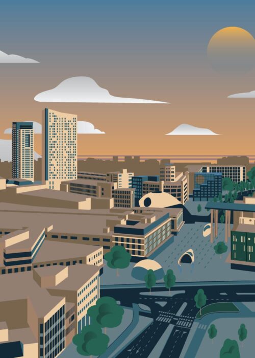 Skyline Eindhoven lijntekening print