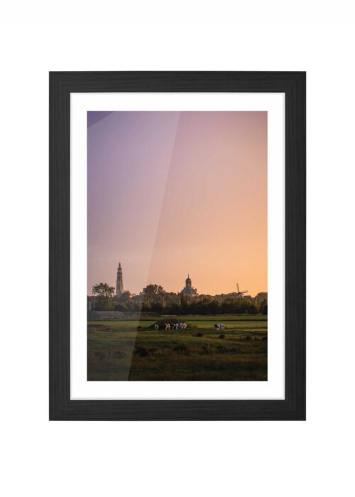skyline van middelburg fotografie poster ingelijst in zwarte lijst
