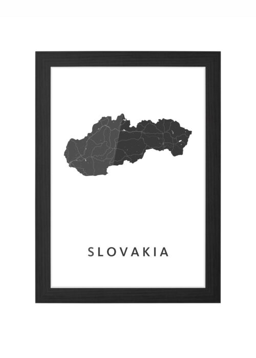 slovakia landkaart poster ingelijst in zwarte lijst