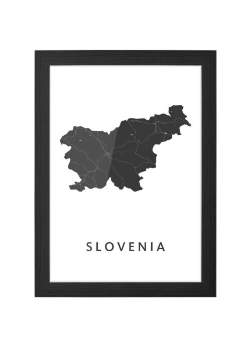 slovenia landkaart poster ingelijst in zwarte lijst