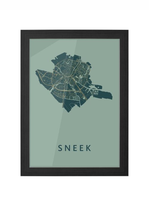 sneek stadskaart poster ingelijst in zwarte lijst