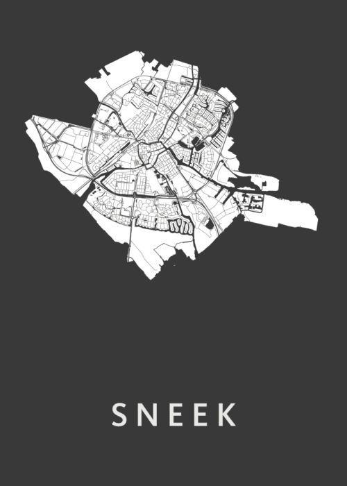 Sneek Stadskaart poster Black