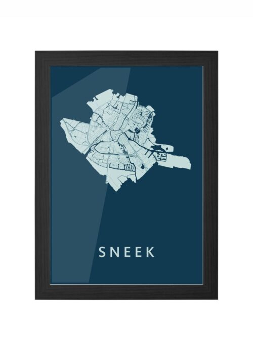 sneek stadskaart poster ingelijst in zwarte lijst