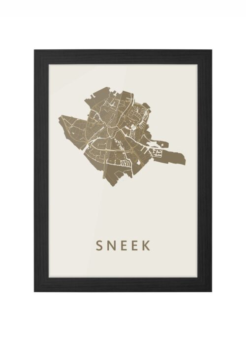 sneek stadskaart poster ingelijst in zwarte lijst