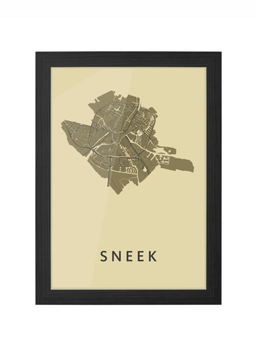 sneek stadskaart poster ingelijst in zwarte lijst