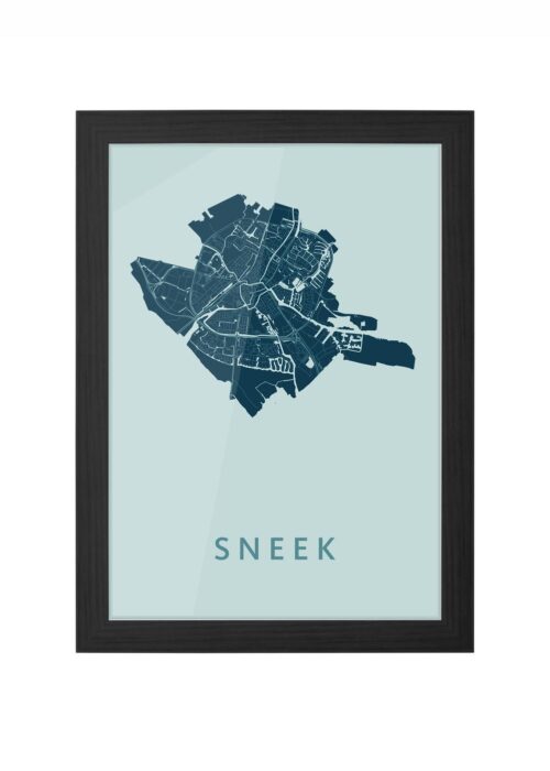 sneek stadskaart poster ingelijst in zwarte lijst