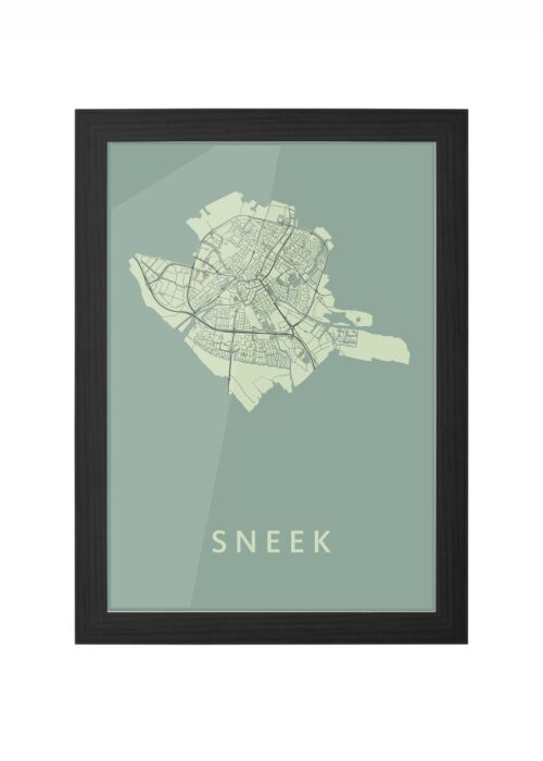 sneek stadskaart poster ingelijst in zwarte lijst