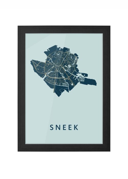 sneek stadskaart poster ingelijst in zwarte lijst