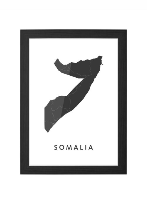 somalia landkaart poster ingelijst in zwarte lijst