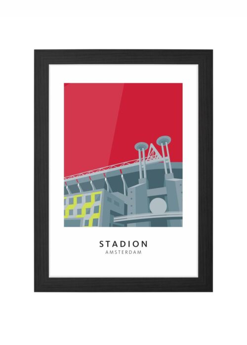 stadion amsterdam stadsgezicht poster ingelijst in zwarte lijst