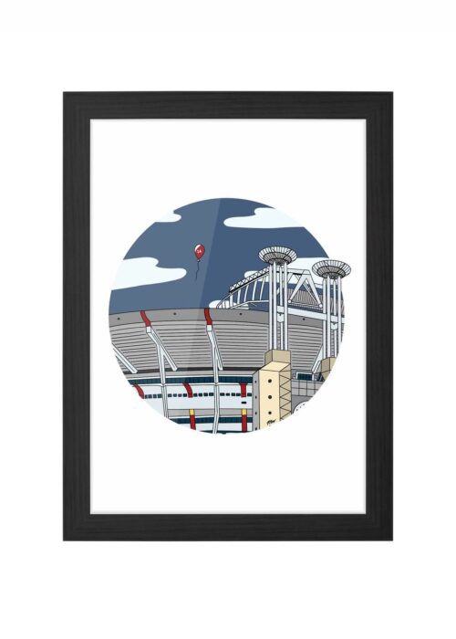 stadion amsterdam icoon print poster ingelijst in zwarte lijst