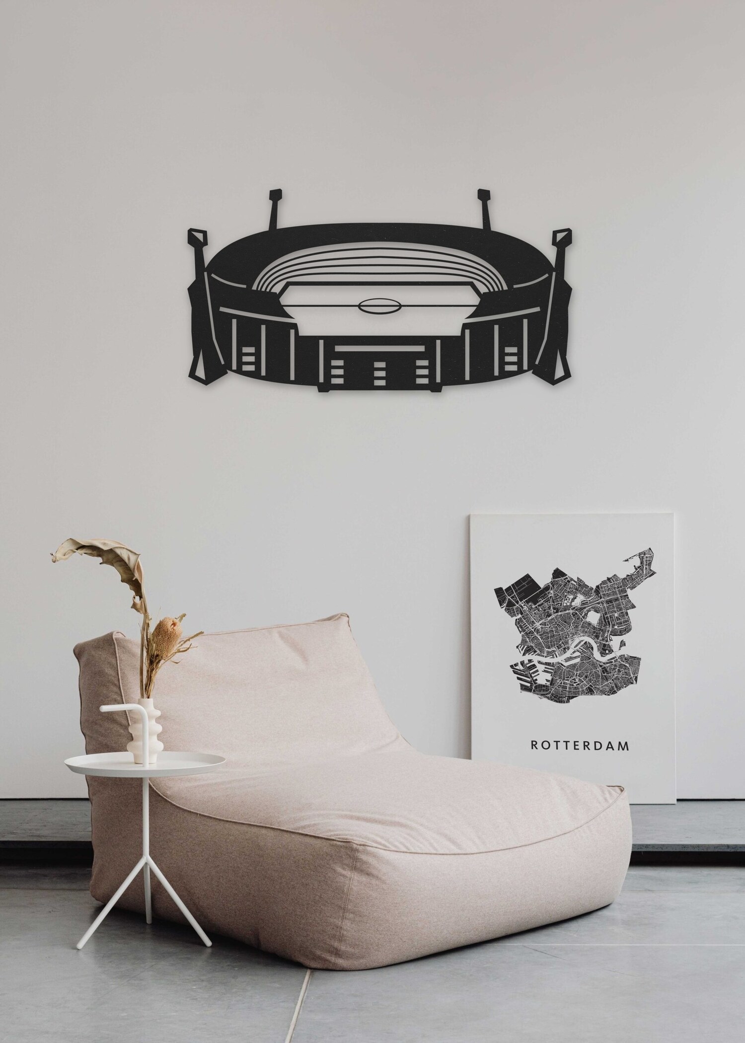 Stadions Houten stadion van Rotterdam aan de muur
