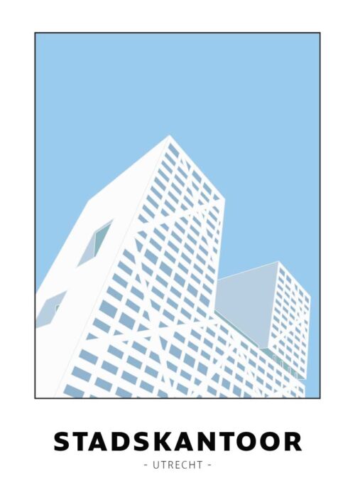 Stadskantoor - Utrecht lijntekening print