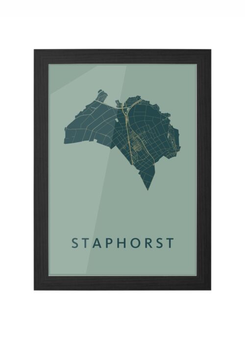staphorst stadskaart poster ingelijst in zwarte lijst