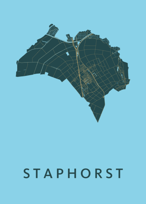 Staphorst Stadskaart poster Azure