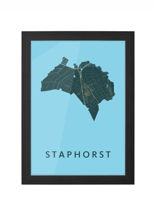 staphorst stadskaart poster ingelijst in zwarte lijst