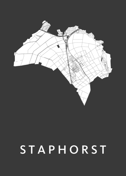 Staphorst Stadskaart poster Black
