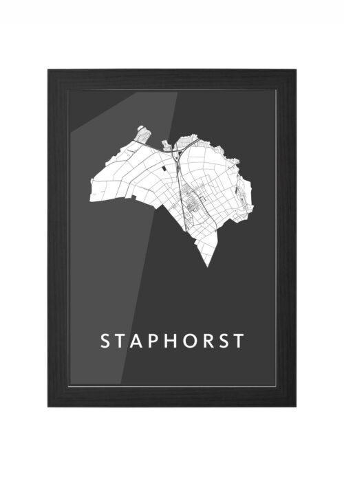 staphorst stadskaart poster ingelijst in zwarte lijst