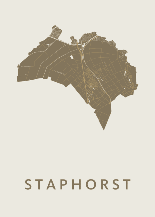 Staphorst Stadskaart poster Gold
