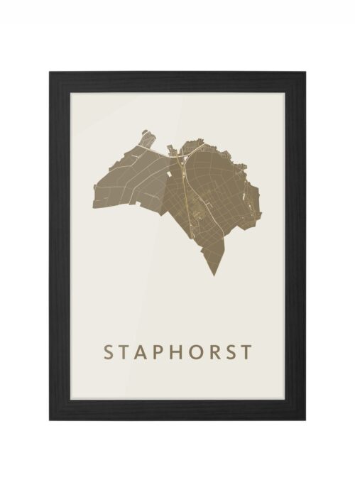 staphorst stadskaart poster ingelijst in zwarte lijst