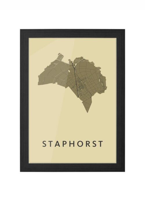 staphorst stadskaart poster ingelijst in zwarte lijst