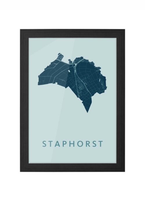 staphorst stadskaart poster ingelijst in zwarte lijst