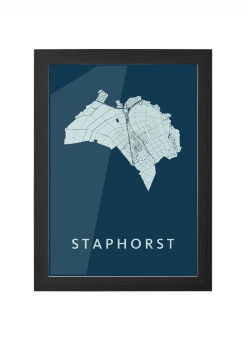 staphorst stadskaart poster ingelijst in zwarte lijst