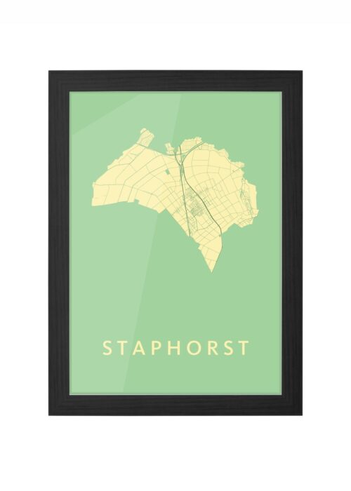 staphorst stadskaart poster ingelijst in zwarte lijst
