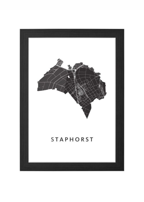 staphorst stadskaart poster ingelijst in zwarte lijst