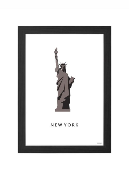 statue of liberty stadskaart poster ingelijst in zwarte lijst