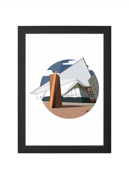 stedelijk museum icoon print poster ingelijst in zwarte lijst