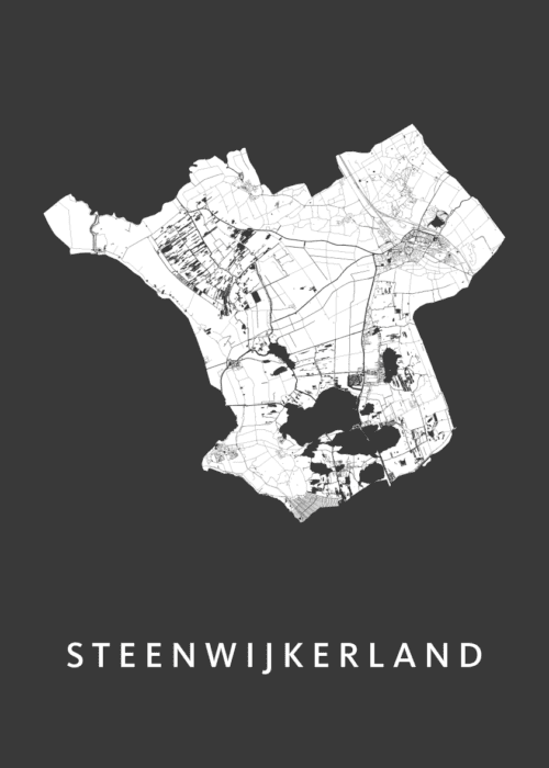 Steenwijkerland Stadskaart - Black poster