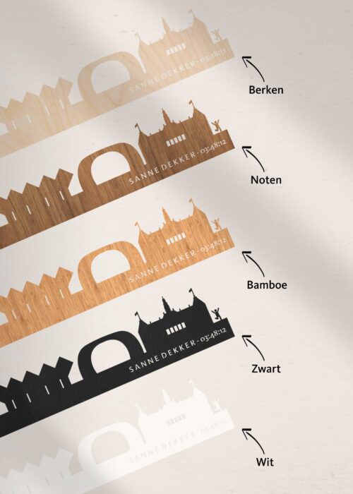 Gepersonaliseerde Marathon Rotterdam 2025 Cadeau Houten Skyline