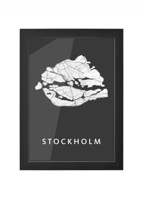 Stockholm  Black Ingelijst in Zwart lijst Kopen | Kunst in Kaart