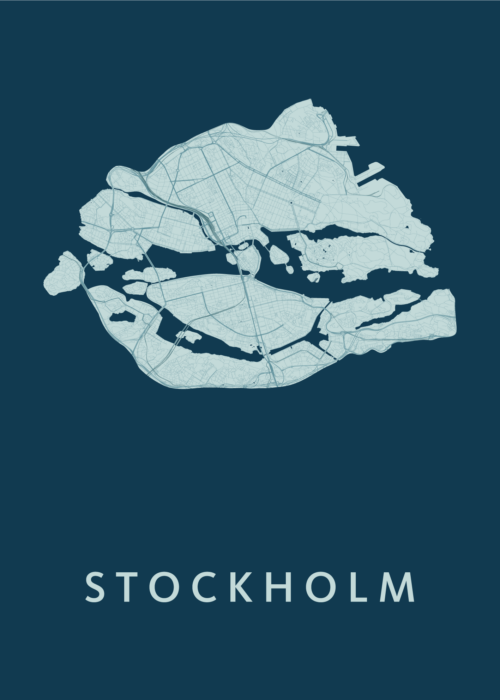 Stockholm  Stadskaart poster Feldgrau