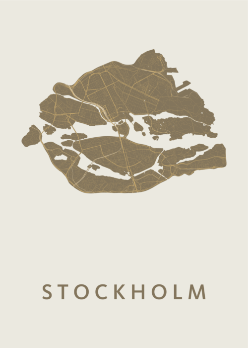Stockholm  Stadskaart poster Gold