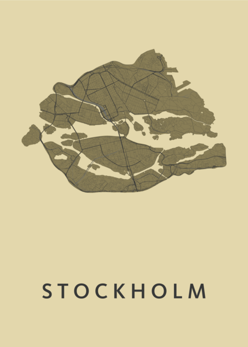 Stockholm  Stadskaart poster GoldenRod