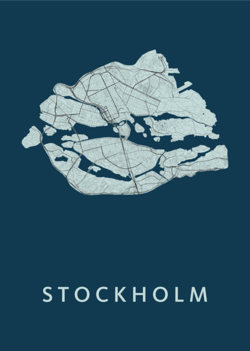 Stockholm  Stadskaart poster Navy