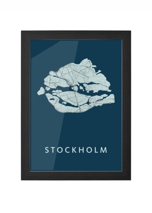 Stockholm  Navy Ingelijst in Zwart lijst Kopen | Kunst in Kaart