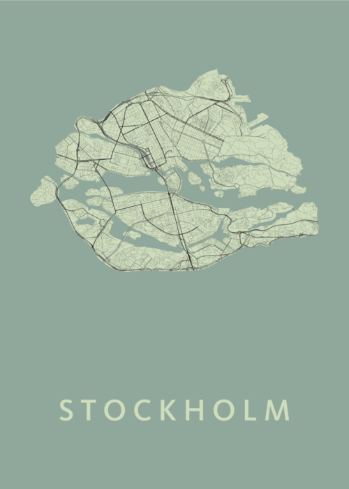 Stockholm  Stadskaart poster Olive