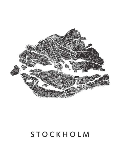 Stockholm  Stadskaart poster White