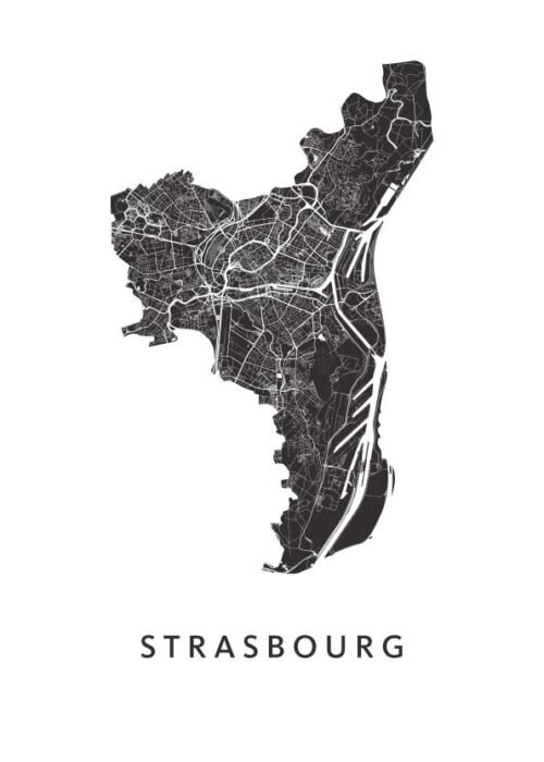 Strasbourg White Stadskaart Poster Kopen