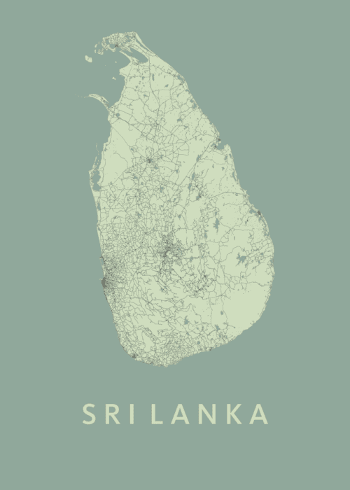 Sri Lanka Olive Map stadskaart poster