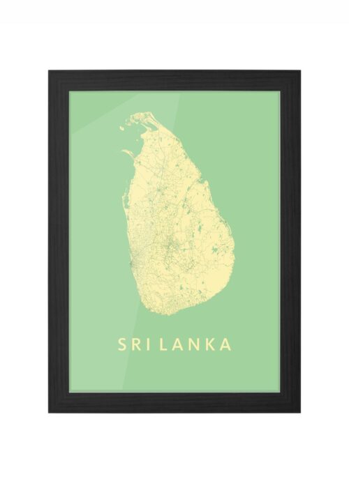 Sri Lanka Landkaart Spring ingelijst in zwarte lijst