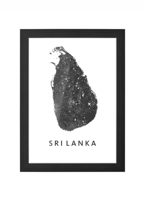 sri lanka landkaart poster ingelijst in zwarte lijst