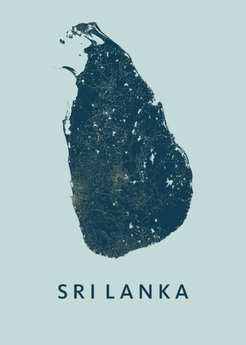 Sri Lanka Prussian Map stadskaart poster