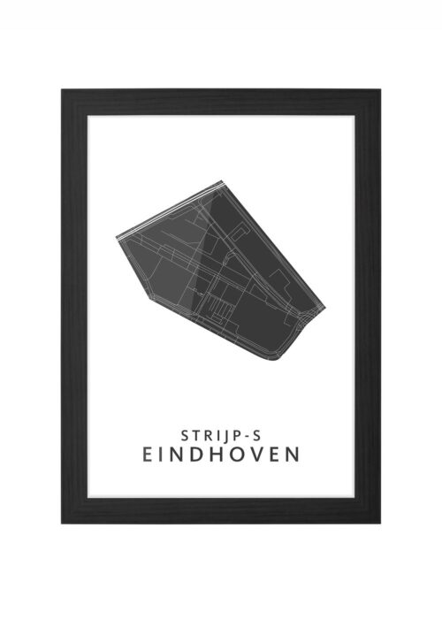 strijp wijkkaart poster ingelijst in zwarte lijst